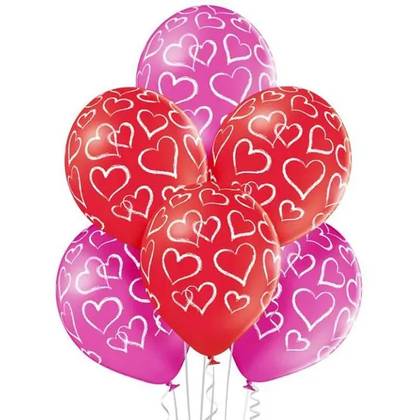 Pastel Hearts Balloon Bouquet (6 balloons)