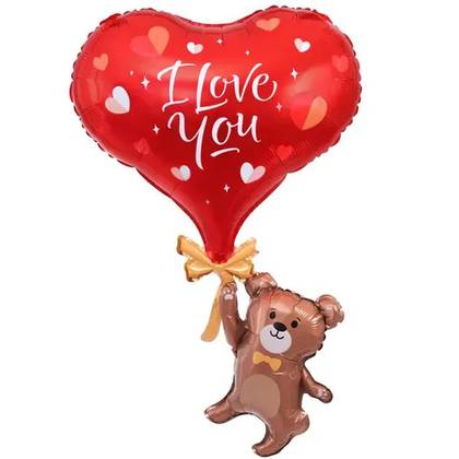 Foil Balloon Teddy Bear with Heart