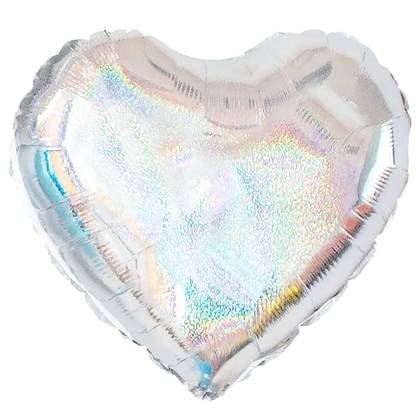 Foil Balloon - Heart (45cm), holo/silver