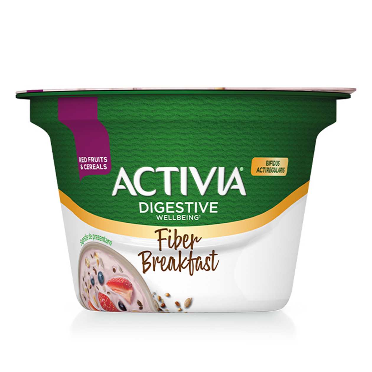 Activia Breakfast Fiber, Yogurt with Red Fruits, Cereals and Seeds, 170 g (expires soon)