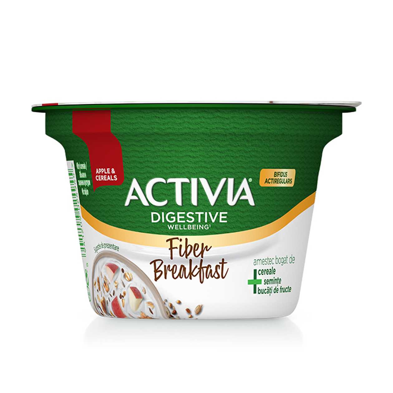 Activia Breakfast Fiber, Yogurt with Apple and Cereals, 170 g (expires soon)