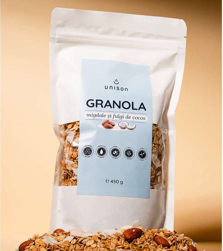 Granola cu migdale si fulgi de cocos fara zagar 450g