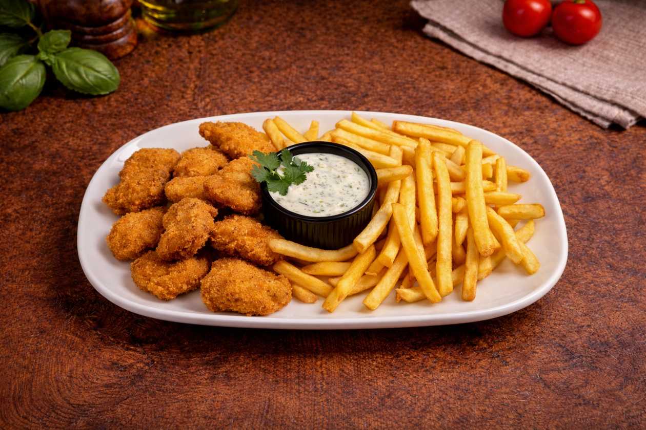 Vištų kepsneliai (10vnt.) + bulvytės