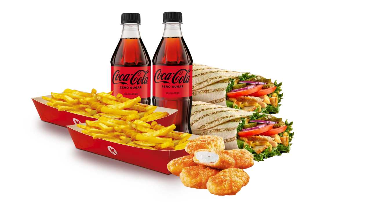 Double Chicken Wrap Set (2 chicken wraps + 2 drinks + 2 fries + 6 chicken nuggets)