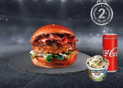 Bacon burger + cola + Ben & Jerry’s