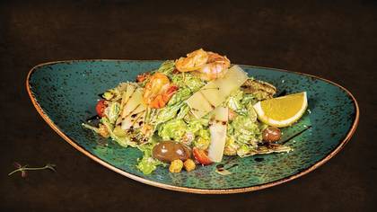 Caesar salad with shrimp