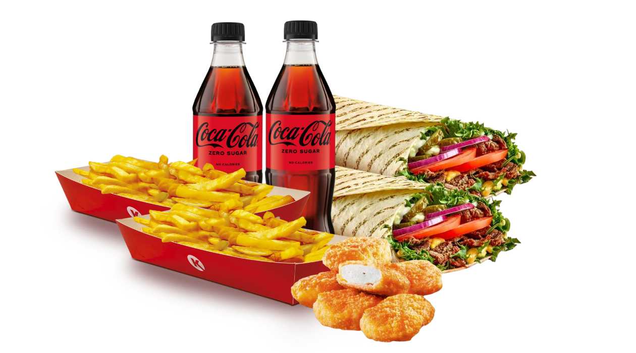 Double Beef Wrap Set (2 Beef Wraps + 2 Drinks + 2 Fries + 6 Chicken Nuggets)