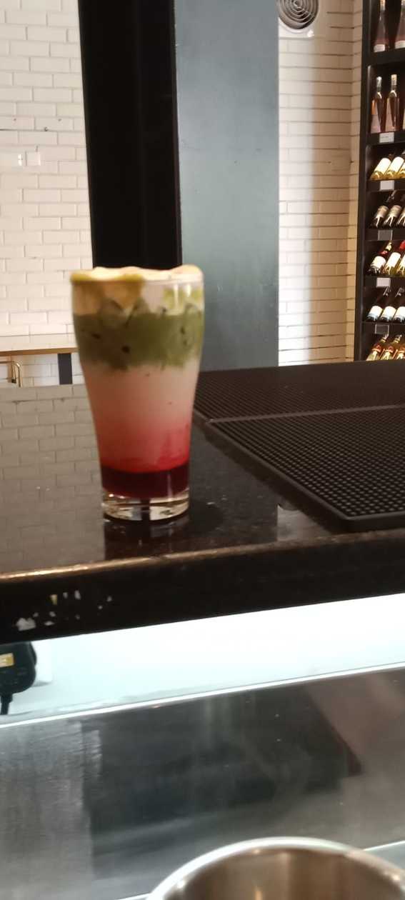 Strawberry matcha latte