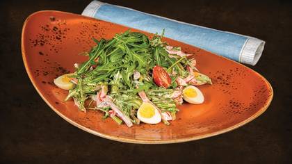 Arugula salad with tongue