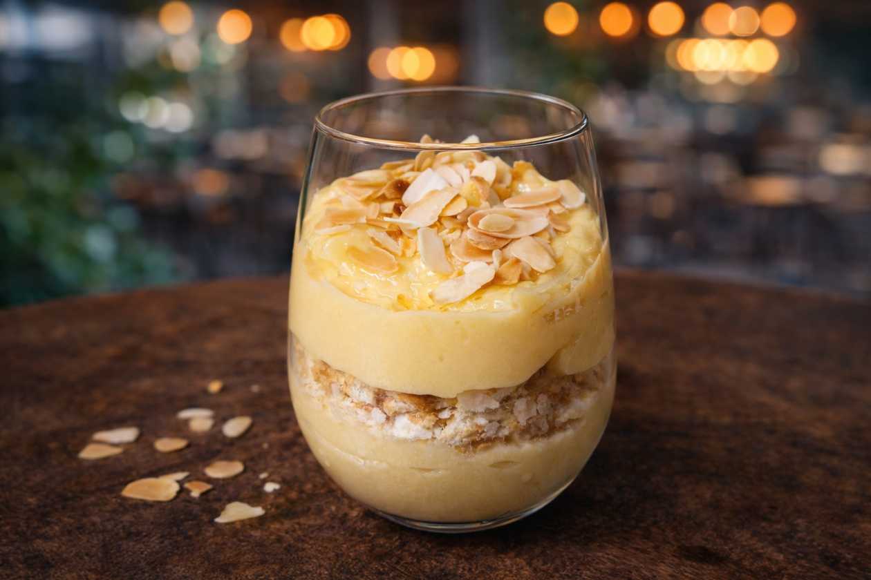 Cream in a Cup with Almond Flakes
