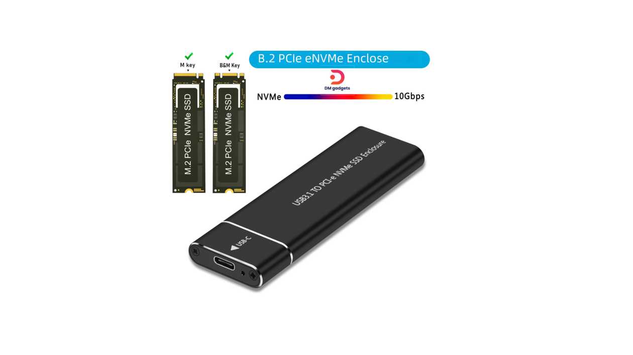 #340C1#Ibertrust®201 High-Speed M.2 NVMe Enclosure: 10Gbps USB 3.1, Portable SSD Case