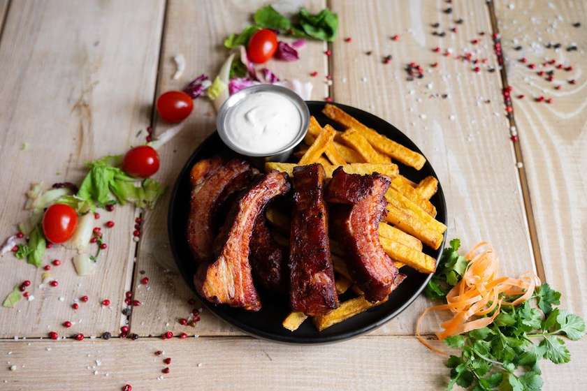 Slow-cooked pork ribs