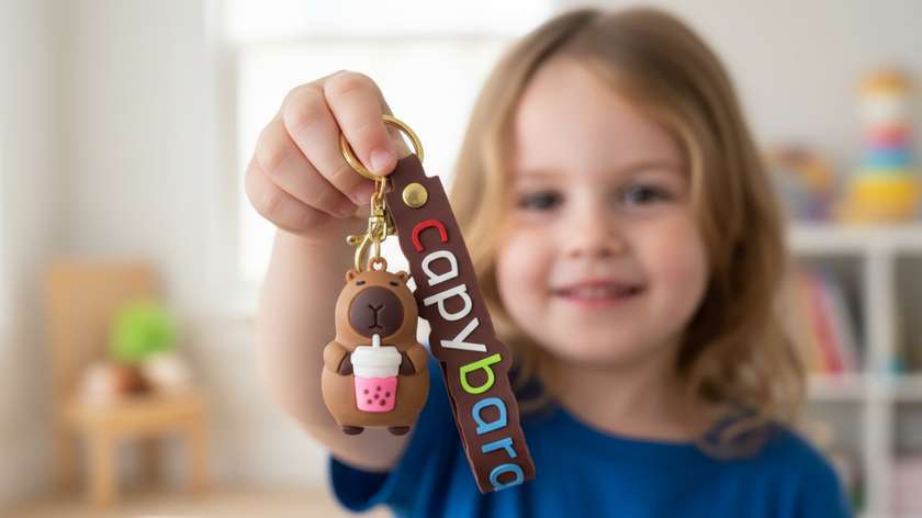 Keychain - Capybara Pink Cocktail (Brown)