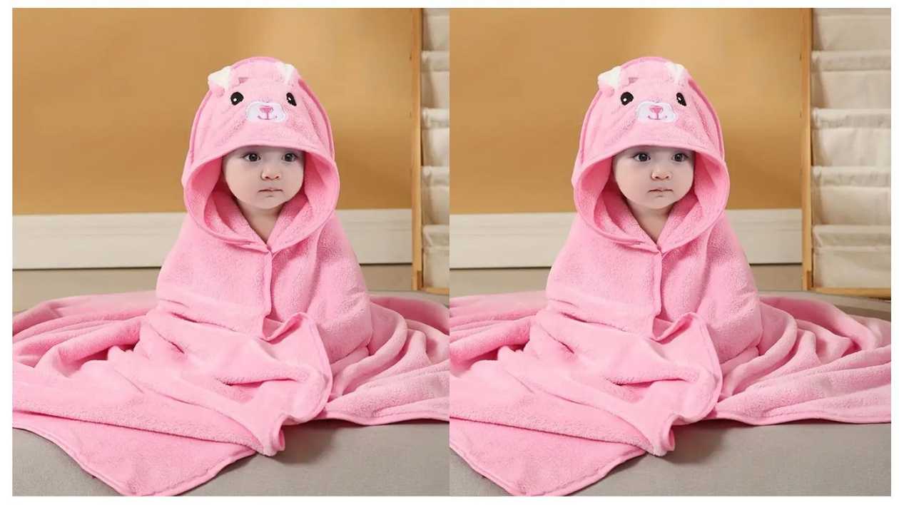 Hooded Baby Towel - Pink Rabbit