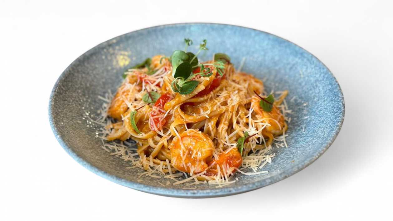 Lingvini makaroni ar tīģergarnelēm