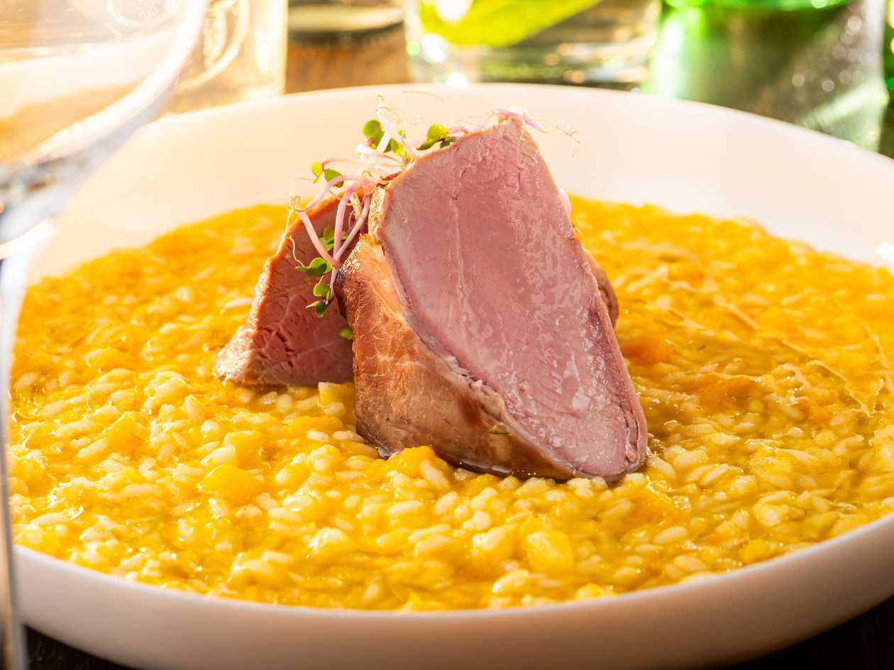 Hokkaido Risotto with Grilled Pork Tenderloin