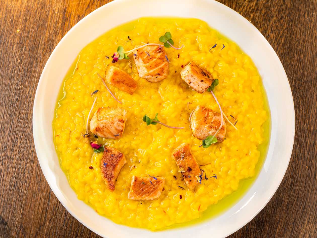 Saffron Risotto with Salmon Pieces