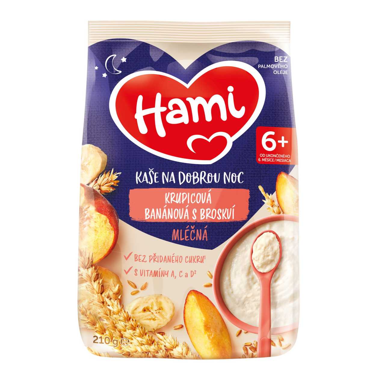 Hami Semolina Milk Porridge with Banana and Peach Good Night 210g