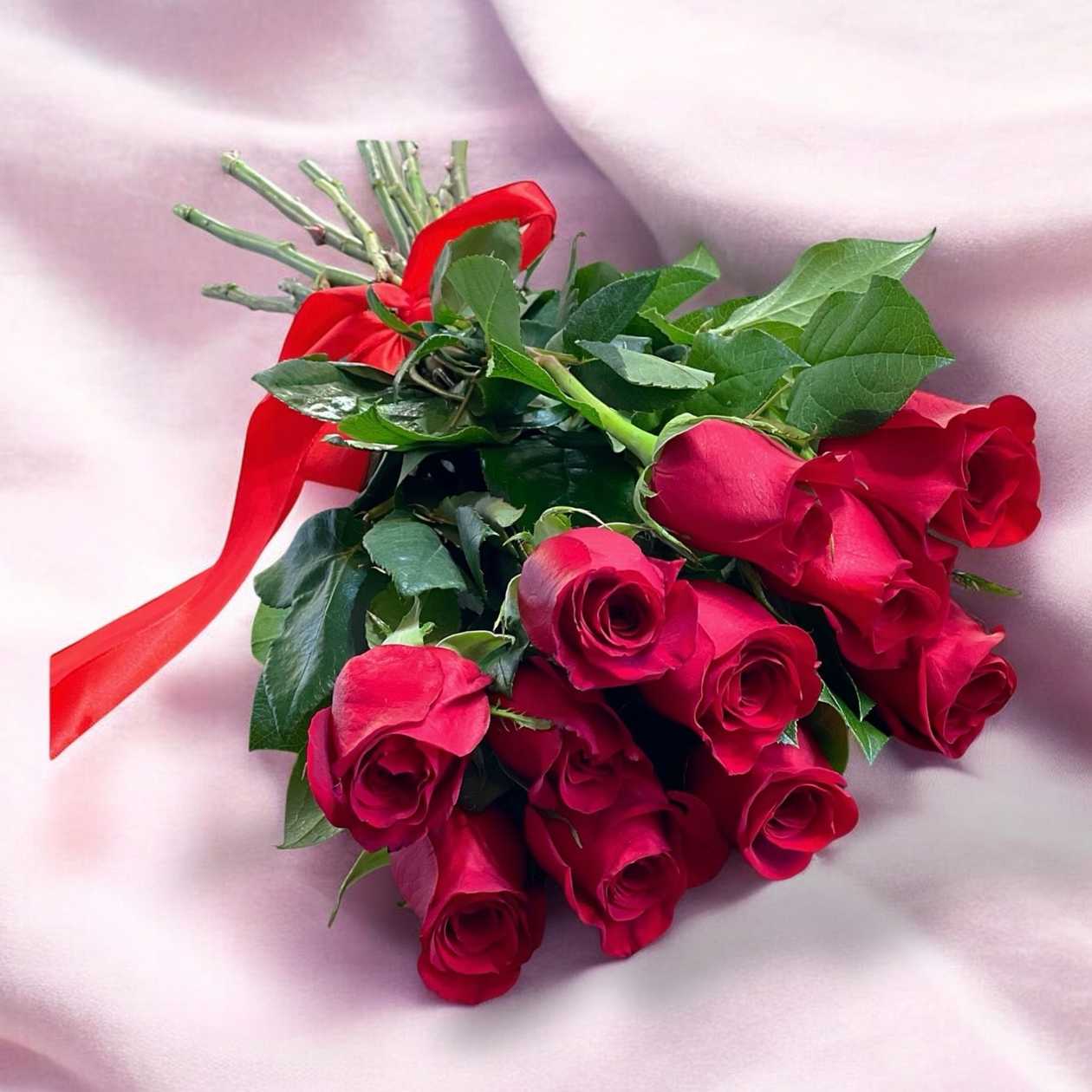 11 Red Roses Bouquet with Ribbon