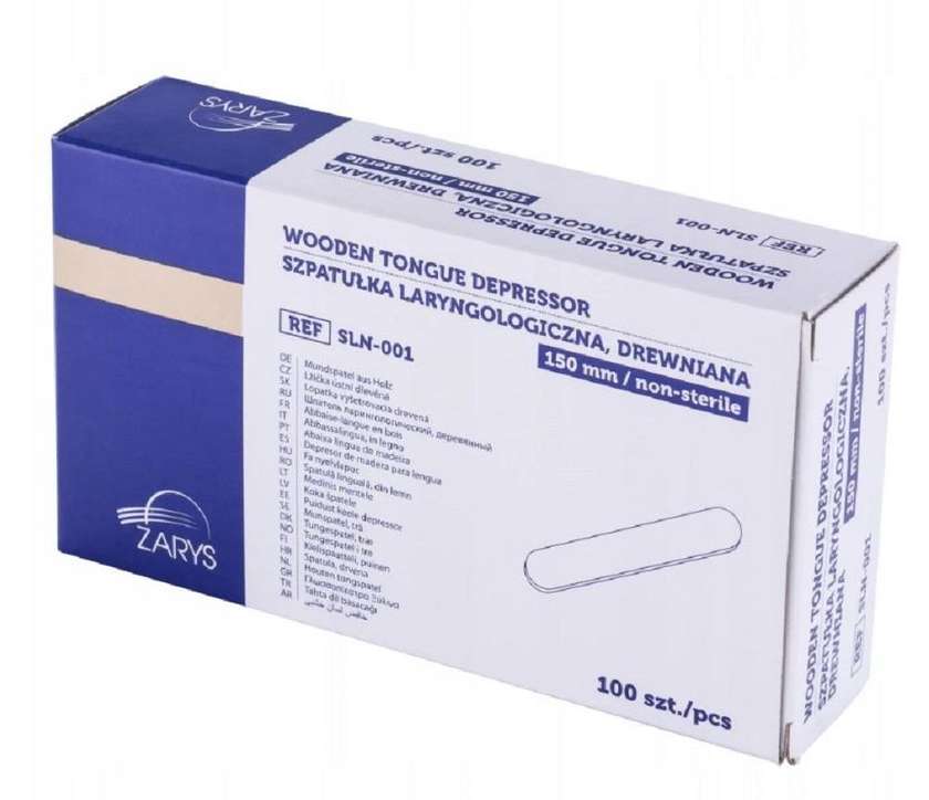 ZARYS Wooden Laryngeal Spatula, Non-Sterile, 100 pcs