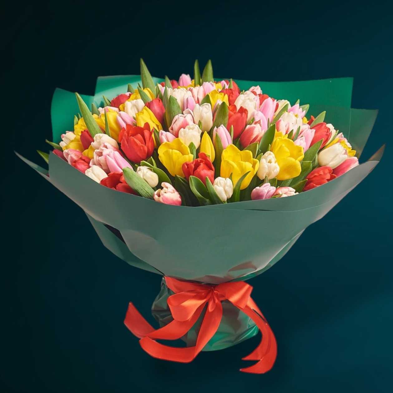 101 Colorful Tulips Bouquet