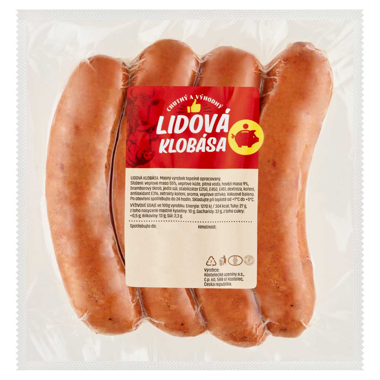Lidová klobása 0,450kg