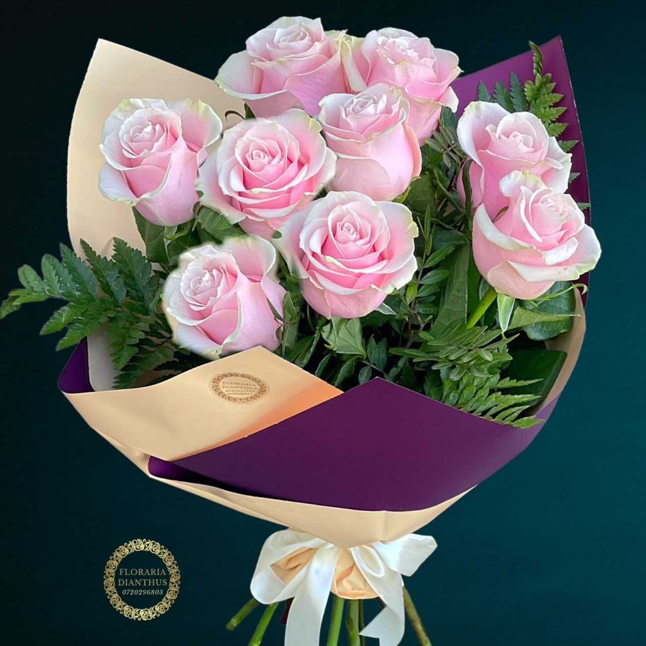 9 Pale Pink Roses Bouquet