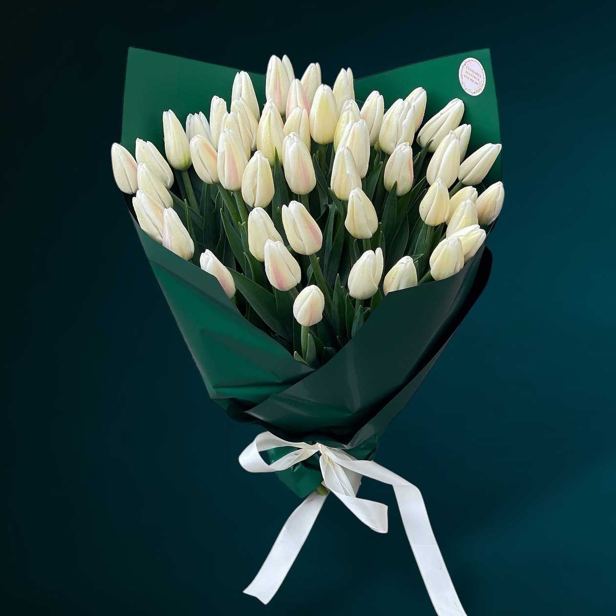 49 White Tulips Bouquet