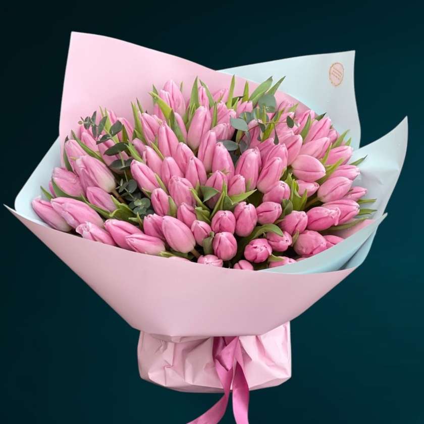101 Pink Tulips Bouquet