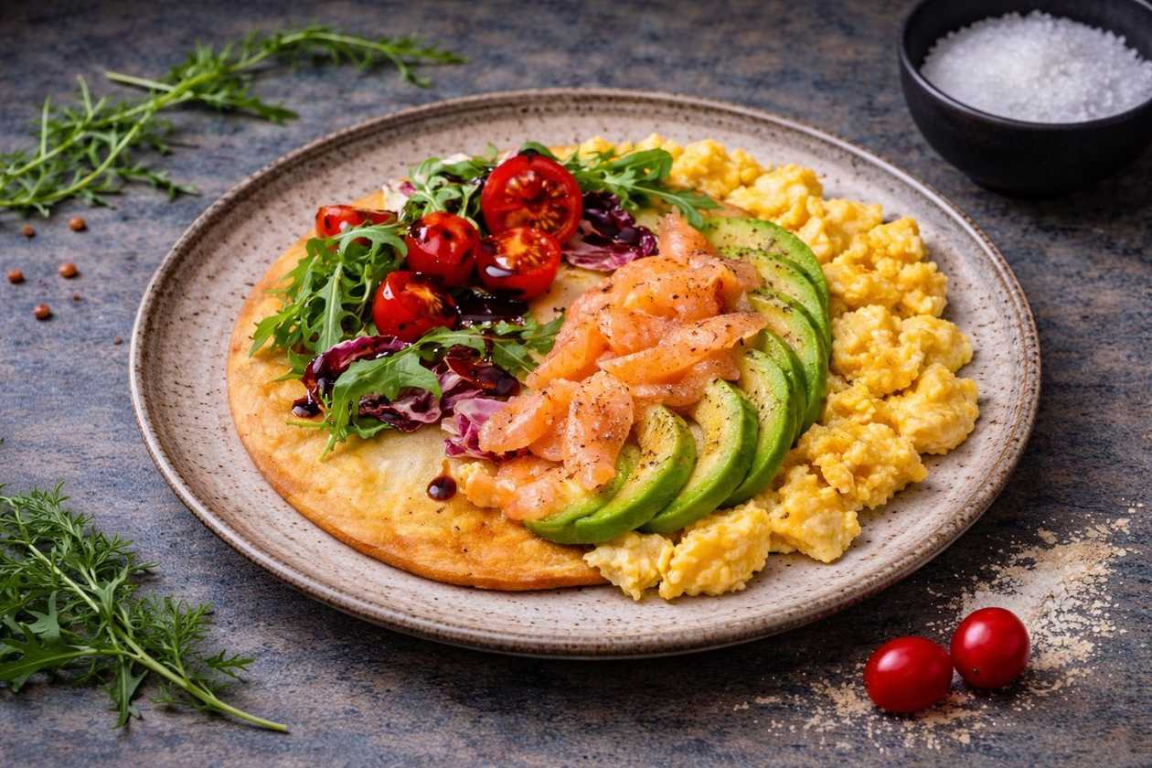 Scrambled Eggs with Avocado and Smoked Salmon