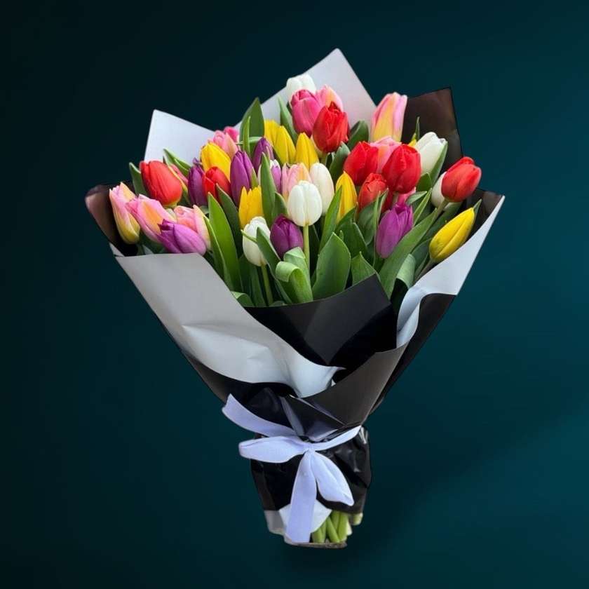 49 Colorful Tulips Bouquet