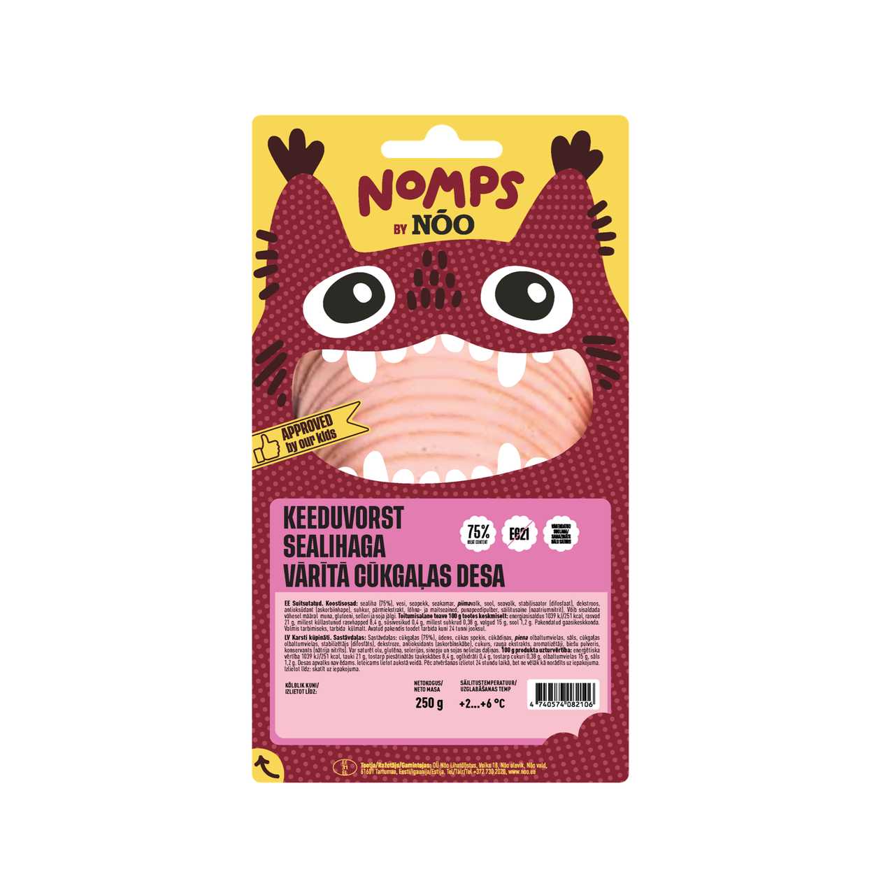 Nõo, Nomps Boiled Sausage With Pork, 100g (expires soon)