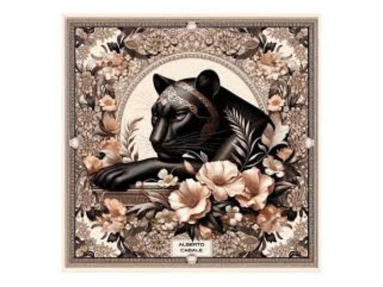 Large Black Panther Zoé silk square