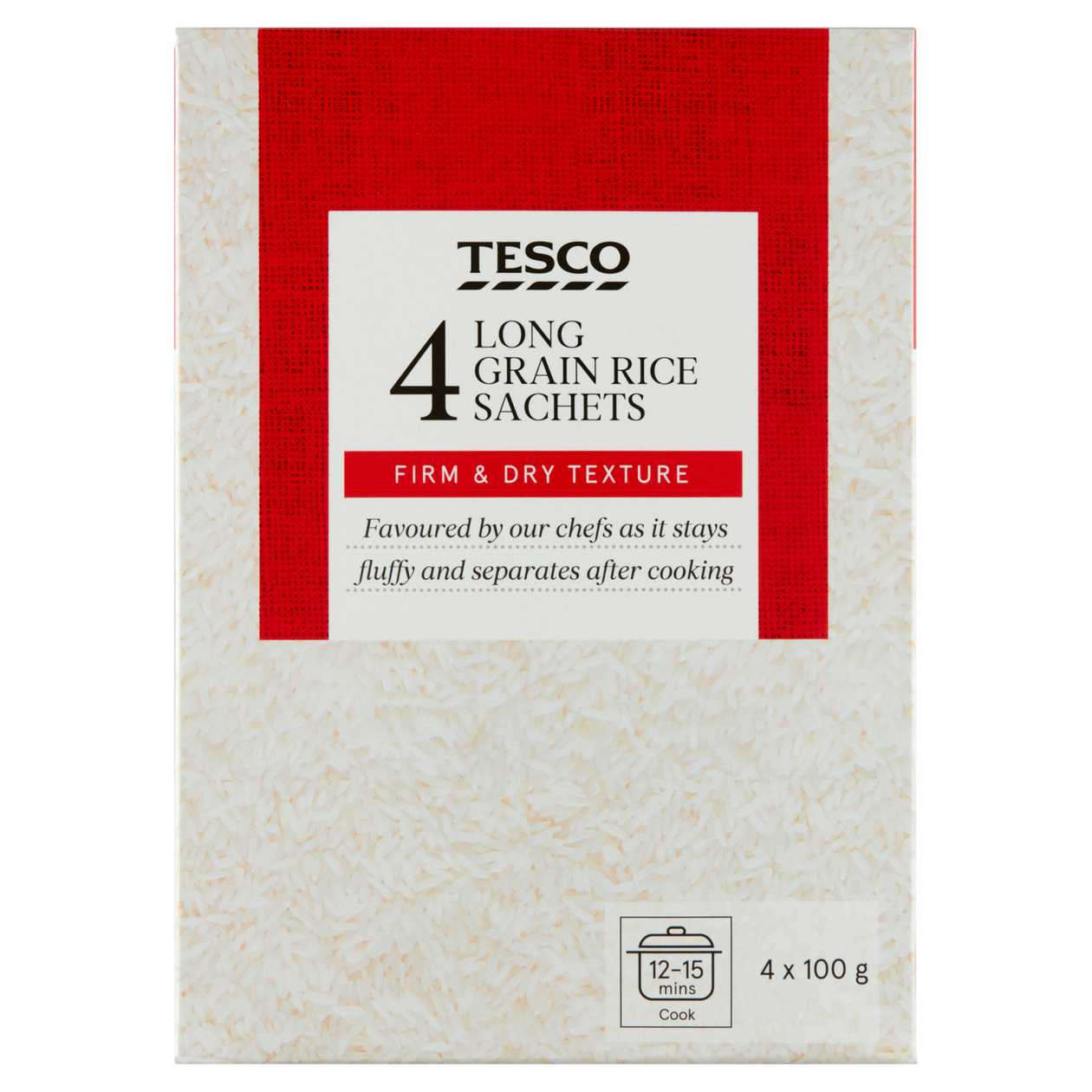 Tesco Rýže dlouhozrnná loupaná 4 x 100g (400g)