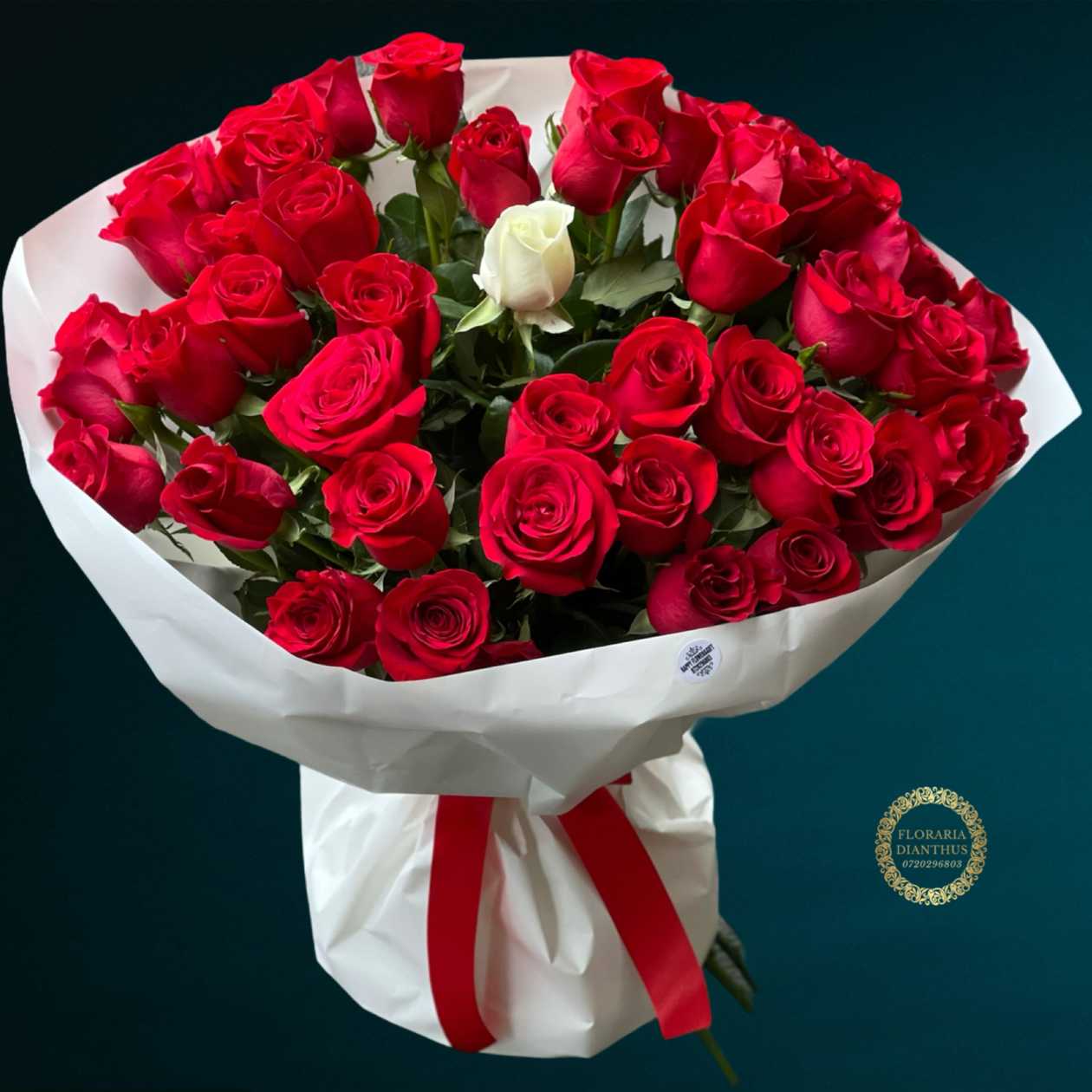 51 Roses Bouquet (50 Red + 1 White)