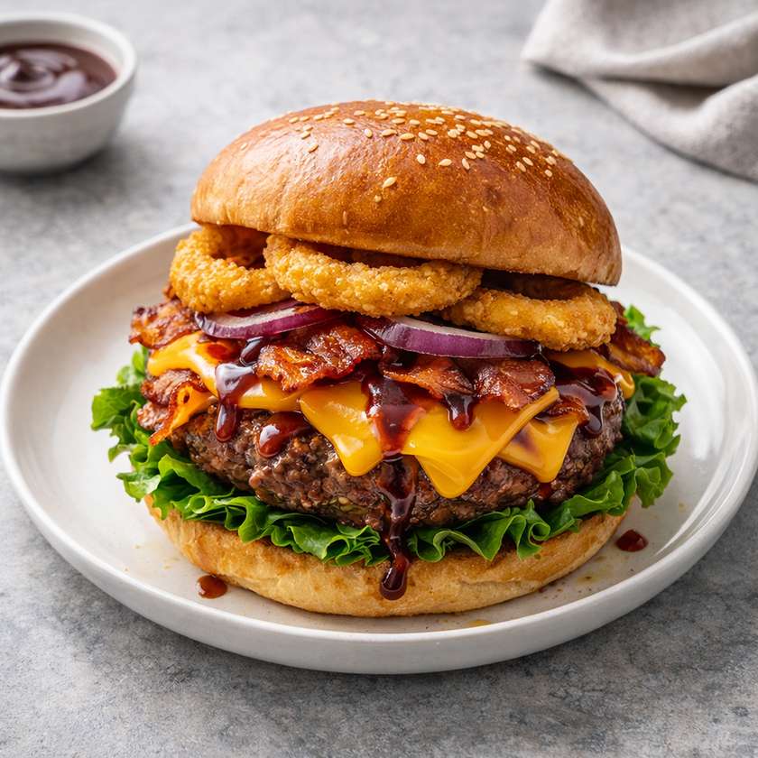 Texaský Burger s hranolkami