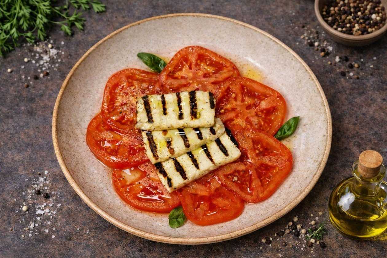Grilled Halloumi with Fresh Tomatoes