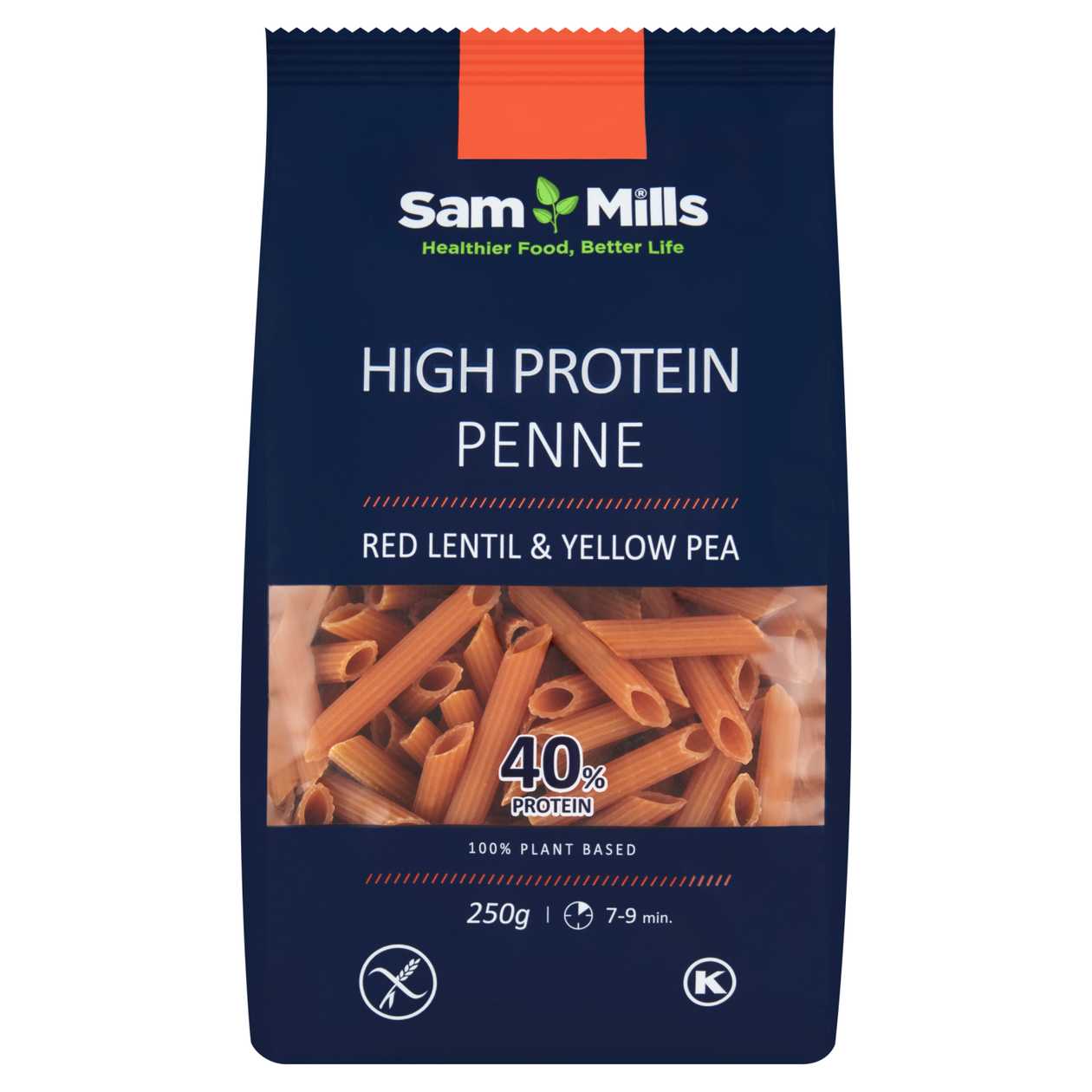 Sam Mills Penne těstoviny s vysokým obsahem proteinu z červené čočky a žlutého hrachu 250g