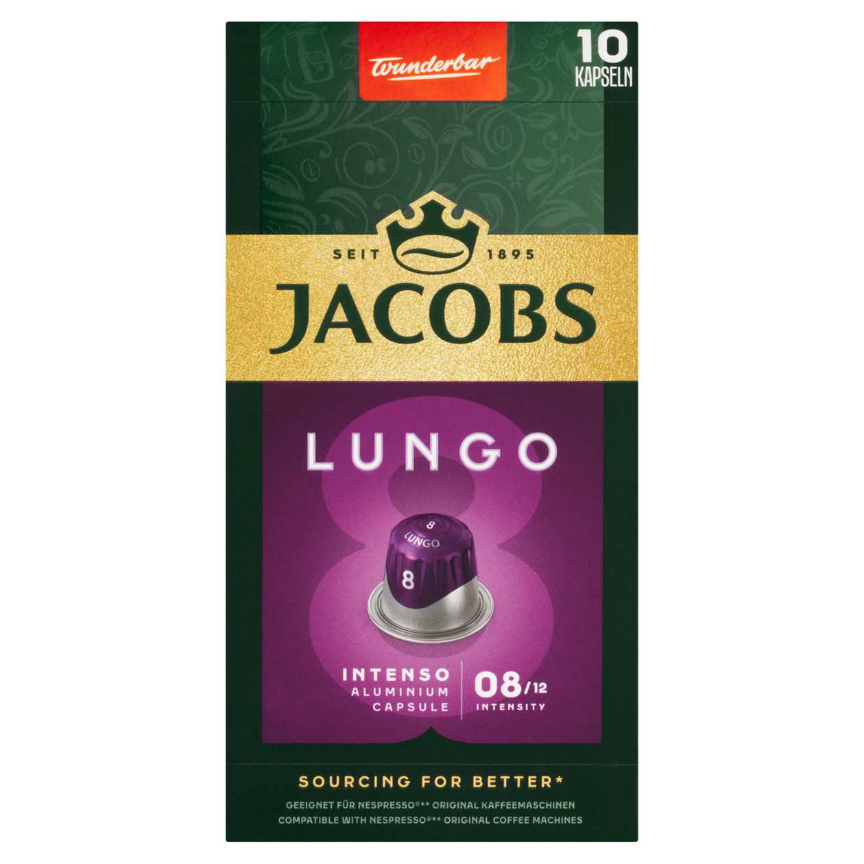 Jacobs Lungo Intenso pražená mletá káva v kapslích 52g