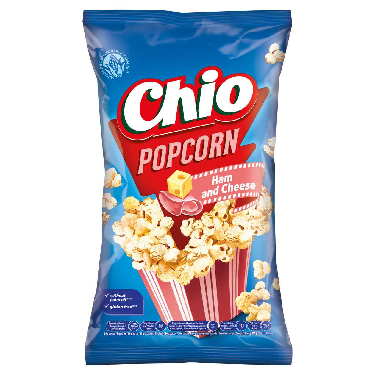 Chio Kukuřičný popcorn s příchutí šunky a sýra 75g