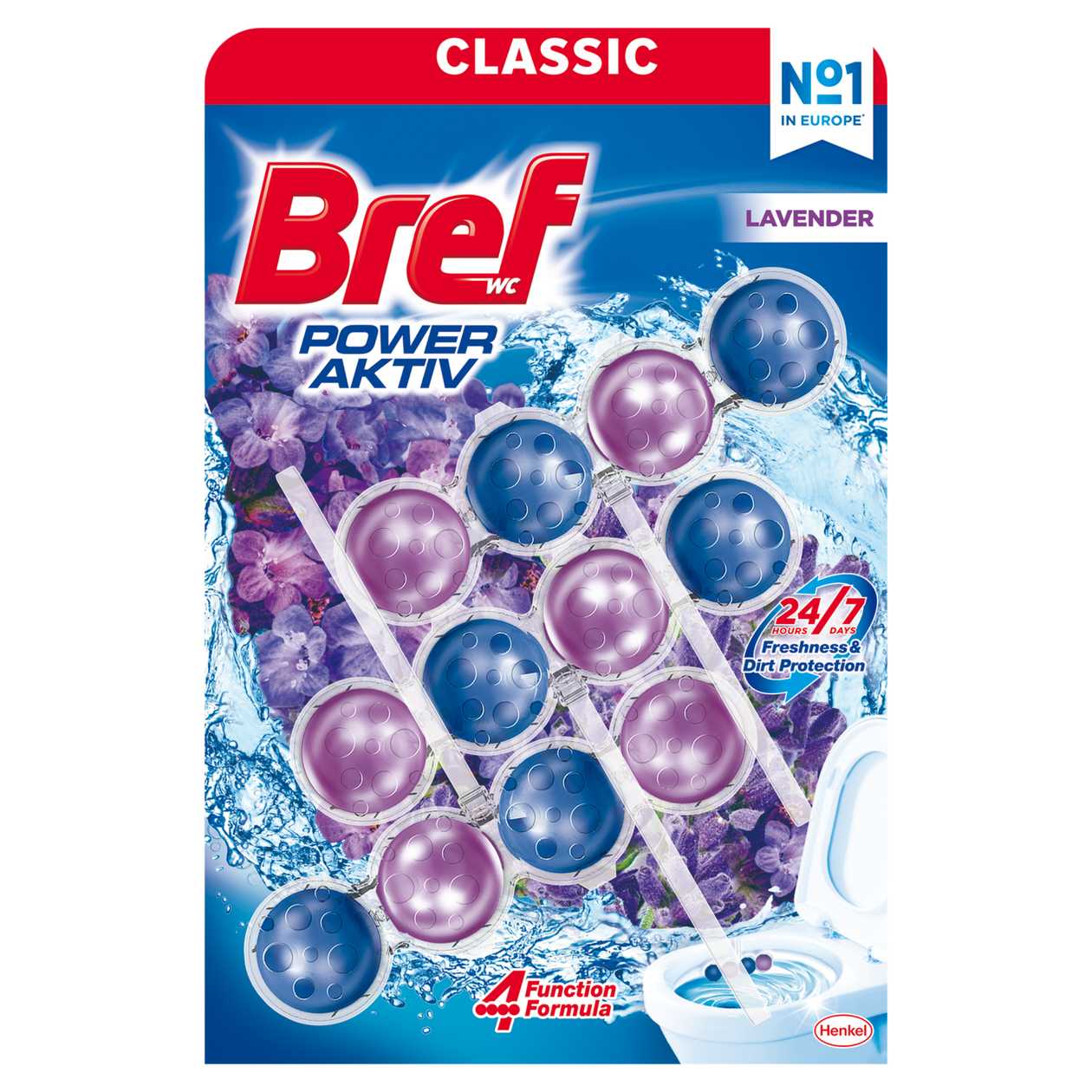 Bref Power Aktiv Lavender tuhý WC blok 3 x 50g