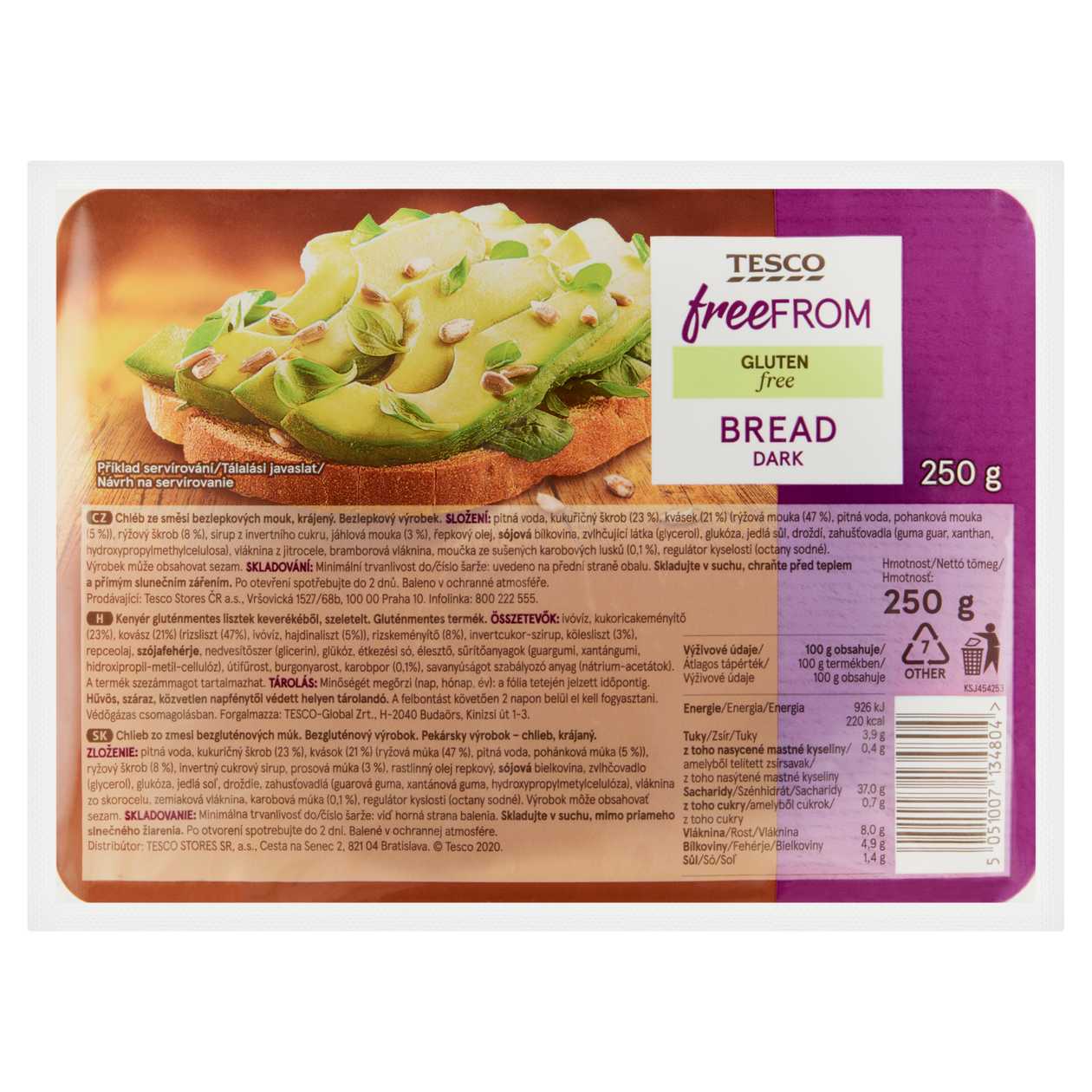 Tesco Free From Chléb ze směsi bezlepkových mouk krájený 250g