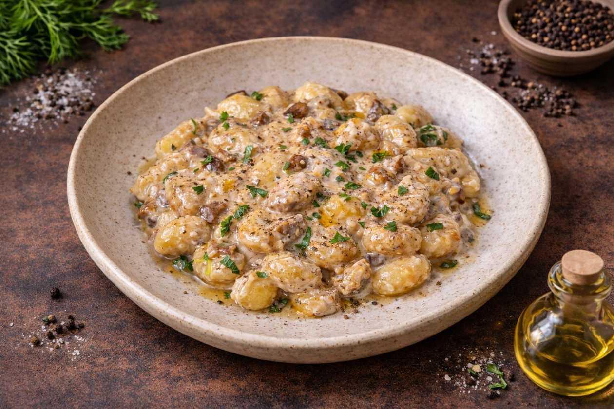 Gnocchi with forest mushrooms and truffles