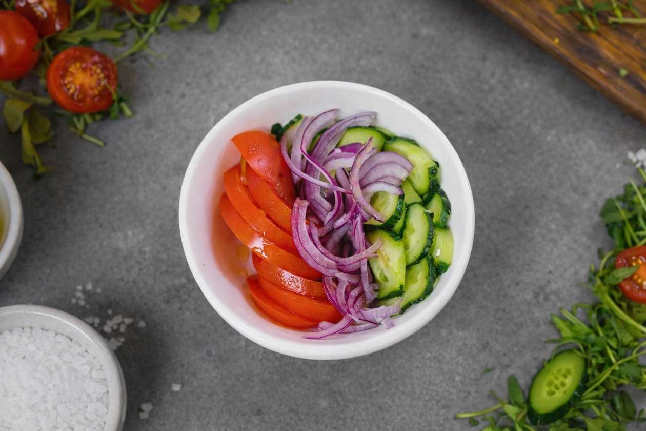 Tomatoes and cucumbers salad