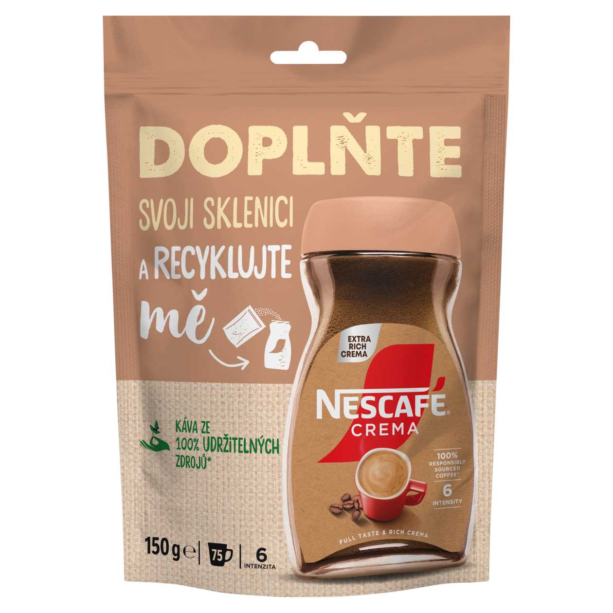 NESCAFÉ CREMA Extra bohatá pěna, instantní káva, 150g
