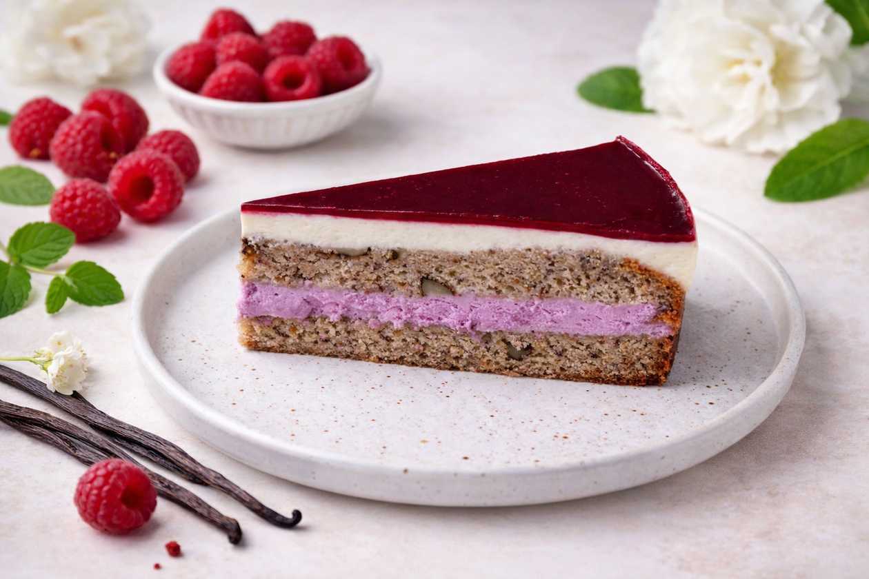 Tort cu gust de vanilie și zmeură