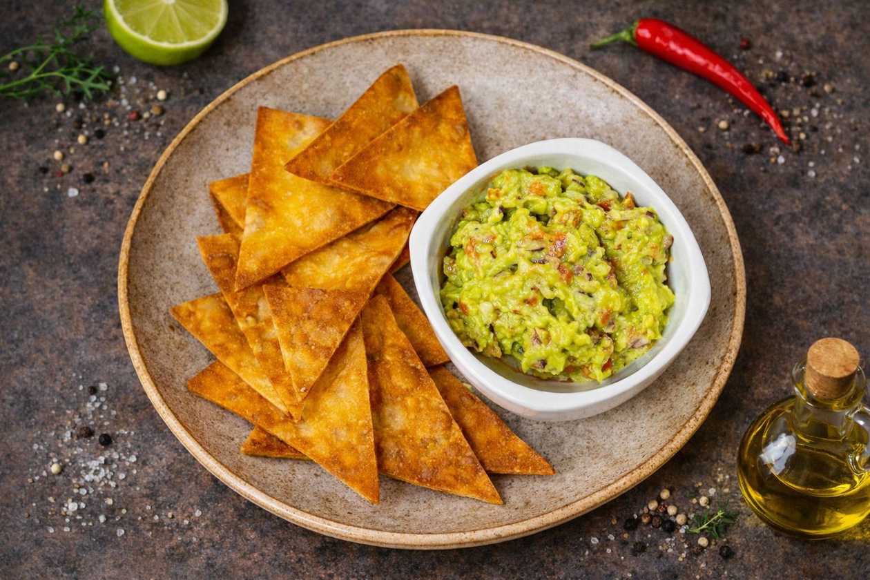 Guacamole and homemade chips