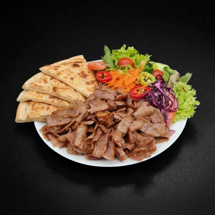 Kebab talíř s chlebem velky