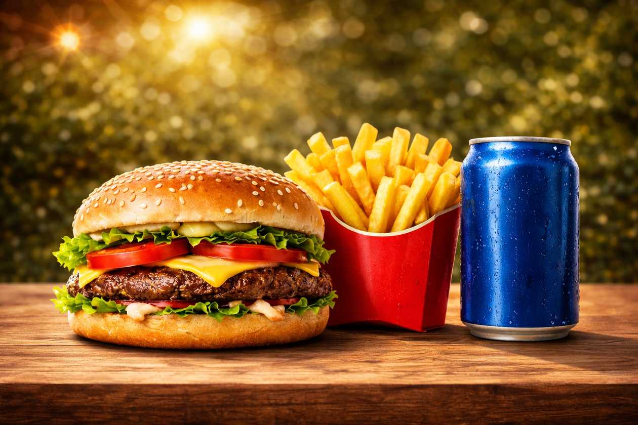 Cheeseburger + French Fries and a Free 0.33 Drink