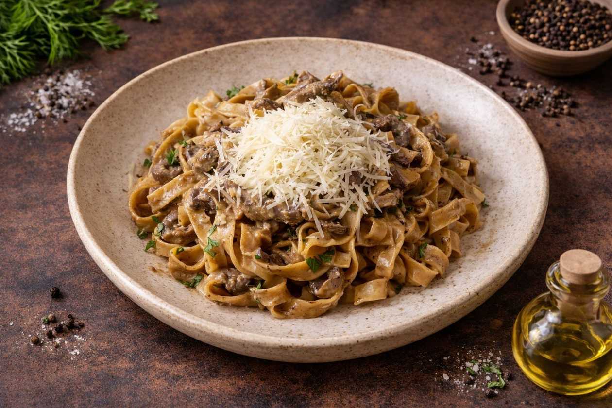 Tagliatelle with Beef in Truffle Sauce